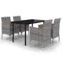 Set comedor de jardín 5 pzas y cojines ratán sintético y vidrio von , Gartensets - Ref: Foro24-3099777, Preis: 452,67 €, Raba...