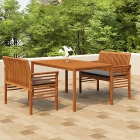 Set comedor de jardín 3 pzas y cojines madera maciza de acacia by , Garden sets - Ref: Foro24-3120458, Price: 549,75 €, Disco...