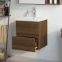 Mueble de baño con lavabo madera contrachapada marrón roble de , Tocadores de baño - Ref: Foro24-3152863, Precio: 163,76 €, D...