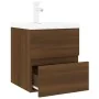 Mueble de baño con lavabo madera contrachapada marrón roble de , Tocadores de baño - Ref: Foro24-3152863, Precio: 163,76 €, D...