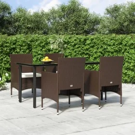 Juego de comedor de jardín 5 piezas con cojines marrón y negro by , Garden sets - Ref: Foro24-3156612, Price: 403,56 €, Disco...