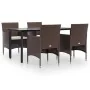 Juego de comedor de jardín 5 piezas con cojines marrón y negro von , Gartensets - Ref: Foro24-3156612, Preis: 390,95 €, Rabat...