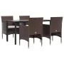 Juego de comedor de jardín 5 piezas con cojines marrón y negro von , Gartensets - Ref: Foro24-3156612, Preis: 390,95 €, Rabat...