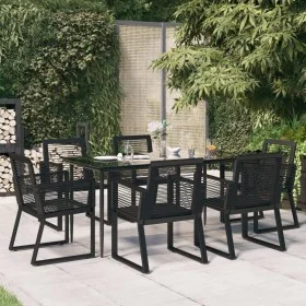 Juego de comedor para jardín 7 piezas ratán PVC negro by , Garden sets - Ref: Foro24-3156549, Price: 606,13 €, Discount: %