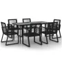 Juego de comedor para jardín 7 piezas ratán PVC negro de , Conjuntos de jardín - Ref: Foro24-3156549, Precio: 605,40 €, Descu...