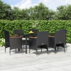 Juego de comedor de jardín 7 piezas con cojines negro by , Garden sets - Ref: Foro24-3156633, Price: 487,81 €, Discount: %