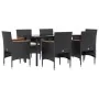 Juego de comedor de jardín 7 piezas con cojines negro von , Gartensets - Ref: Foro24-3156633, Preis: 481,30 €, Rabatt: %