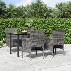 Juego de comedor para jardín 5 piezas con cojines gris y negro by , Garden sets - Ref: Foro24-3156604, Price: 406,51 €, Disco...