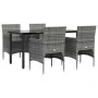 Juego de comedor para jardín 5 piezas con cojines gris y negro von , Gartensets - Ref: Foro24-3156604, Preis: 397,94 €, Rabat...