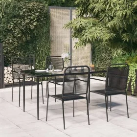 Juego de comedor jardín 5 pzas acero y cuerda de algodón negro by , Garden sets - Ref: Foro24-3156540, Price: 332,33 €, Disco...