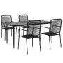 Juego de comedor jardín 5 pzas acero y cuerda de algodón negro von , Gartensets - Ref: Foro24-3156540, Preis: 332,35 €, Rabat...