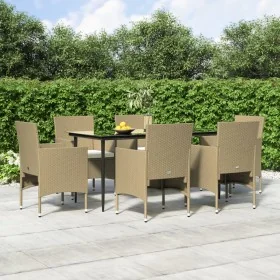 Juego de comedor de jardín 7 piezas con cojines beige y negro by , Garden sets - Ref: Foro24-3156625, Price: 533,84 €, Discou...