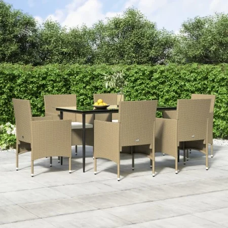 Juego de comedor de jardín 7 piezas con cojines beige y negro by , Garden sets - Ref: Foro24-3156625, Price: 531,20 €, Discou...