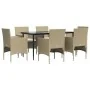Juego de comedor de jardín 7 piezas con cojines beige y negro by , Garden sets - Ref: Foro24-3156625, Price: 531,20 €, Discou...