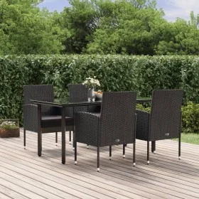 Set de muebles jardín 5 pzas con cojines ratán sintético negro von , Gartensets - Ref: Foro24-3156774, Preis: 388,39 €, Rabat...