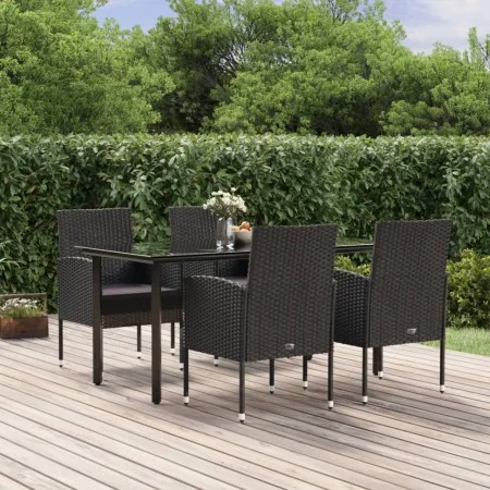 Set de muebles jardín 5 pzas con cojines ratán sintético negro by , Garden sets - Ref: Foro24-3156774, Price: 373,66 €, Disco...