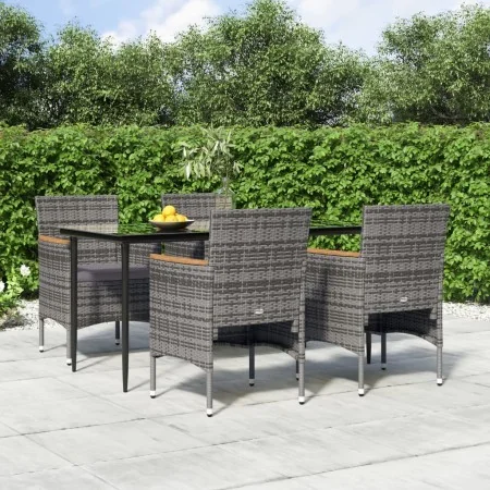 Juego de comedor para jardín 5 piezas con cojines gris y negro de , Conjuntos de jardín - Ref: Foro24-3156644, Precio: 415,47...