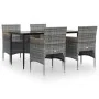 Juego de comedor para jardín 5 piezas con cojines gris y negro de , Conjuntos de jardín - Ref: Foro24-3156644, Precio: 415,47...