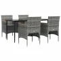 Juego de comedor para jardín 5 piezas con cojines gris y negro de , Conjuntos de jardín - Ref: Foro24-3156644, Precio: 415,47...