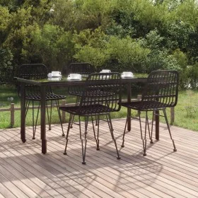 Juego de comedor de jardín 5 piezas ratán sintético negro by , Garden sets - Ref: Foro24-3157897, Price: 413,47 €, Discount: %