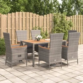 Set comedor jardín 7 pzas y cojines ratán sintético gris by , Garden sets - Ref: Foro24-3157550, Price: 923,90 €, Discount: %
