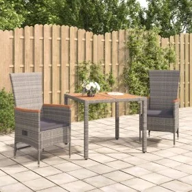 Set comedor de jardín 3 piezas con cojines ratán sintético gris by , Garden sets - Ref: Foro24-3157546, Price: 333,38 €, Disc...