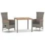 Set comedor de jardín 3 piezas con cojines ratán sintético gris von , Gartensets - Ref: Foro24-3157546, Preis: 333,31 €, Raba...