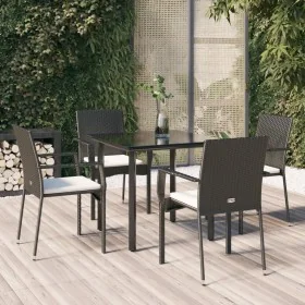 Set de muebles jardín 5 pzas con cojines ratán sintético negro by , Garden sets - Ref: Foro24-3185132, Price: 344,33 €, Disco...