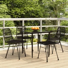 Juego de comedor de jardín 5 piezas ratán sintético negro by , Garden sets - Ref: Foro24-3157881, Price: 380,65 €, Discount: %