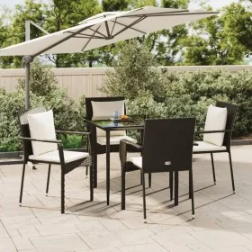 Set de muebles jardín 5 pzas con cojines ratán sintético negro von , Gartensets - Ref: Foro24-3185096, Preis: 409,42 €, Rabat...