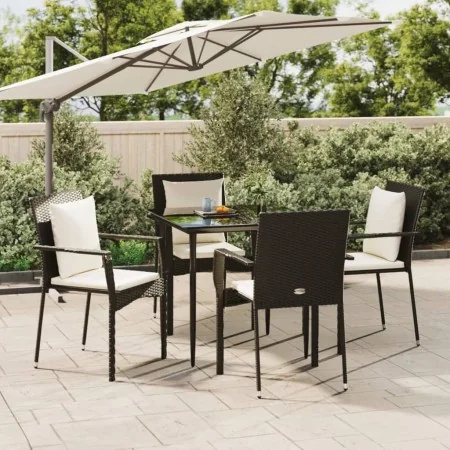 Set de muebles jardín 5 pzas con cojines ratán sintético negro by , Garden sets - Ref: Foro24-3185096, Price: 409,42 €, Disco...