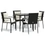 Set de muebles jardín 5 pzas con cojines ratán sintético negro by , Garden sets - Ref: Foro24-3185096, Price: 409,42 €, Disco...