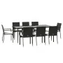 Set de comedor de jardín 9 pzas y cojines ratán sintético negro von , Gartensets - Ref: Foro24-3185124, Preis: 727,57 €, Raba...