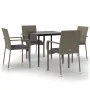 Set comedor jardín 5 pzas y cojines ratán sintético negro gris von , Gartensets - Ref: Foro24-3185126, Preis: 338,26 €, Rabat...