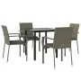 Set comedor jardín 5 pzas y cojines ratán sintético negro gris von , Gartensets - Ref: Foro24-3185126, Preis: 338,26 €, Rabat...