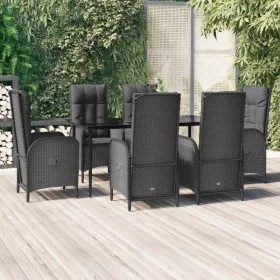 Set de comedor de jardín 7 pzas y cojines ratán sintético negro by , Garden sets - Ref: Foro24-3185172, Price: 1,00 €, Discou...