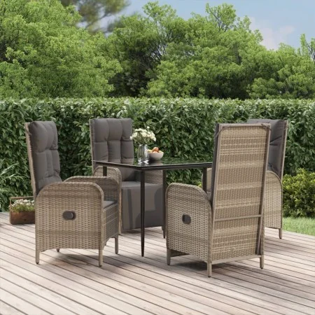 Set comedor jardín 5 pzas y cojines ratán sintético negro gris von , Gartensets - Ref: Foro24-3185185, Preis: 713,90 €, Rabat...