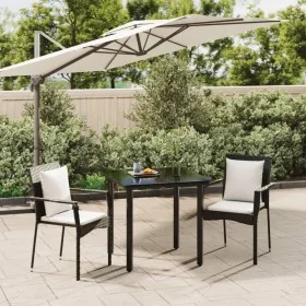 Set comedor de jardín 3 pzas con cojines ratán sintético negro by , Garden sets - Ref: Foro24-3185107, Price: 188,58 €, Disco...