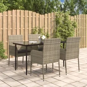 Set comedor jardín 5 pzas y cojines ratán sintético negro gris von , Gartensets - Ref: Foro24-3185151, Preis: 330,33 €, Rabat...