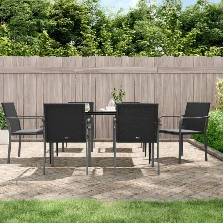 Juego comedor jardín 7 piezas y cojines ratán sintético y acero von , Gartensets - Ref: Foro24-3186944, Preis: 425,69 €, Raba...