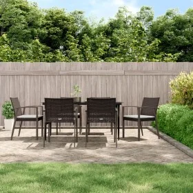 Juego comedor jardín 7 piezas y cojines ratán sintético y acero von , Gartensets - Ref: Foro24-3186978, Preis: 531,25 €, Raba...