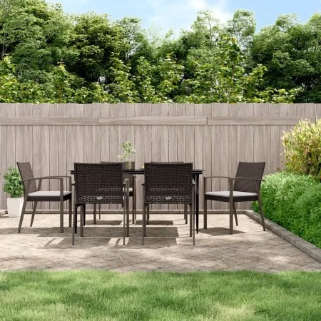 Juego comedor jardín 7 piezas y cojines ratán sintético y acero by , Garden sets - Ref: Foro24-3186978, Price: 531,25 €, Disc...