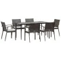 Juego comedor jardín 7 piezas y cojines ratán sintético y acero by , Garden sets - Ref: Foro24-3186978, Price: 531,25 €, Disc...