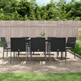 Juego comedor jardín 9 piezas y cojines ratán sintético y acero by , Garden sets - Ref: Foro24-3186952, Price: 605,18 €, Disc...