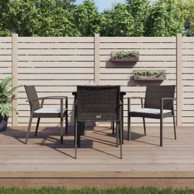Juego comedor jardín 5 piezas y cojines ratán sintético y acero by , Garden sets - Ref: Foro24-3186986, Price: 349,09 €, Disc...