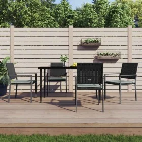Juego comedor jardín 5 piezas y cojines ratán sintético y acero by , Garden sets - Ref: Foro24-3187005, Price: 296,53 €, Disc...