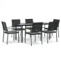 Juego comedor jardín 7 piezas y cojines ratán sintético y acero de , Conjuntos de jardín - Ref: Foro24-3187026, Precio: 402,8...