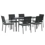 Juego comedor jardín 7 piezas y cojines ratán sintético y acero de , Conjuntos de jardín - Ref: Foro24-3187026, Precio: 402,8...