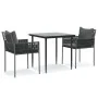 Juego comedor jardín 3 piezas y cojines ratán sintético y acero by , Garden sets - Ref: Foro24-3187051, Price: 285,17 €, Disc...