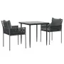 Juego comedor jardín 3 piezas y cojines ratán sintético y acero by , Garden sets - Ref: Foro24-3187051, Price: 285,17 €, Disc...
